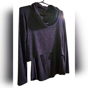 Women’s XL White House Black Market Blue Cowl Neck Double Layer Sweater Top